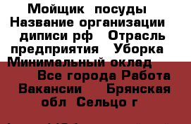 Мойщик  посуды › Название организации ­ диписи.рф › Отрасль предприятия ­ Уборка › Минимальный оклад ­ 20 000 - Все города Работа » Вакансии   . Брянская обл.,Сельцо г.